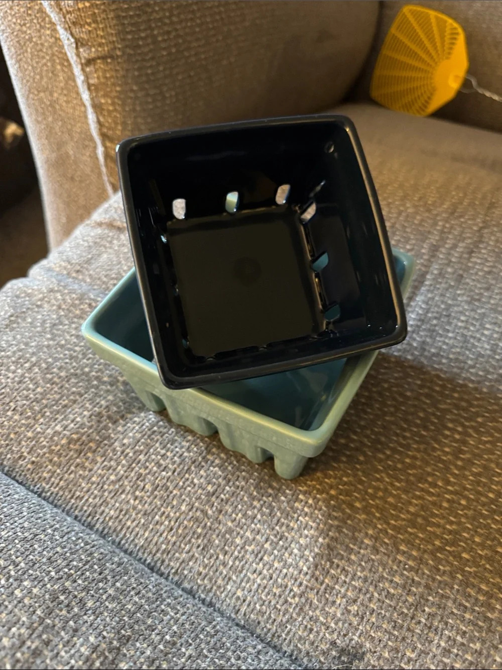 Ceramic Two-Piece Food Storage/Planter Set in Teal and Black